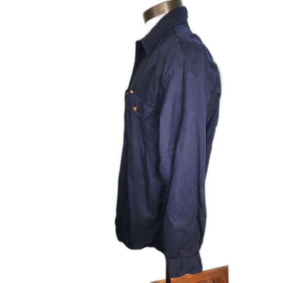 Woolrich Deep Navy Lined Button Up Flannel Shirt Size L - Picture 4 of 10